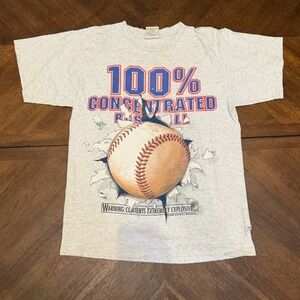 Vintage 1995 Big Ball Sports Baseball T-Shirt Grey Graphic Tee Mens XL USA Made